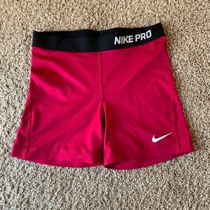 Nike Pro biker shorts. Fits more like a medium, but they’re a large! Very soft.
